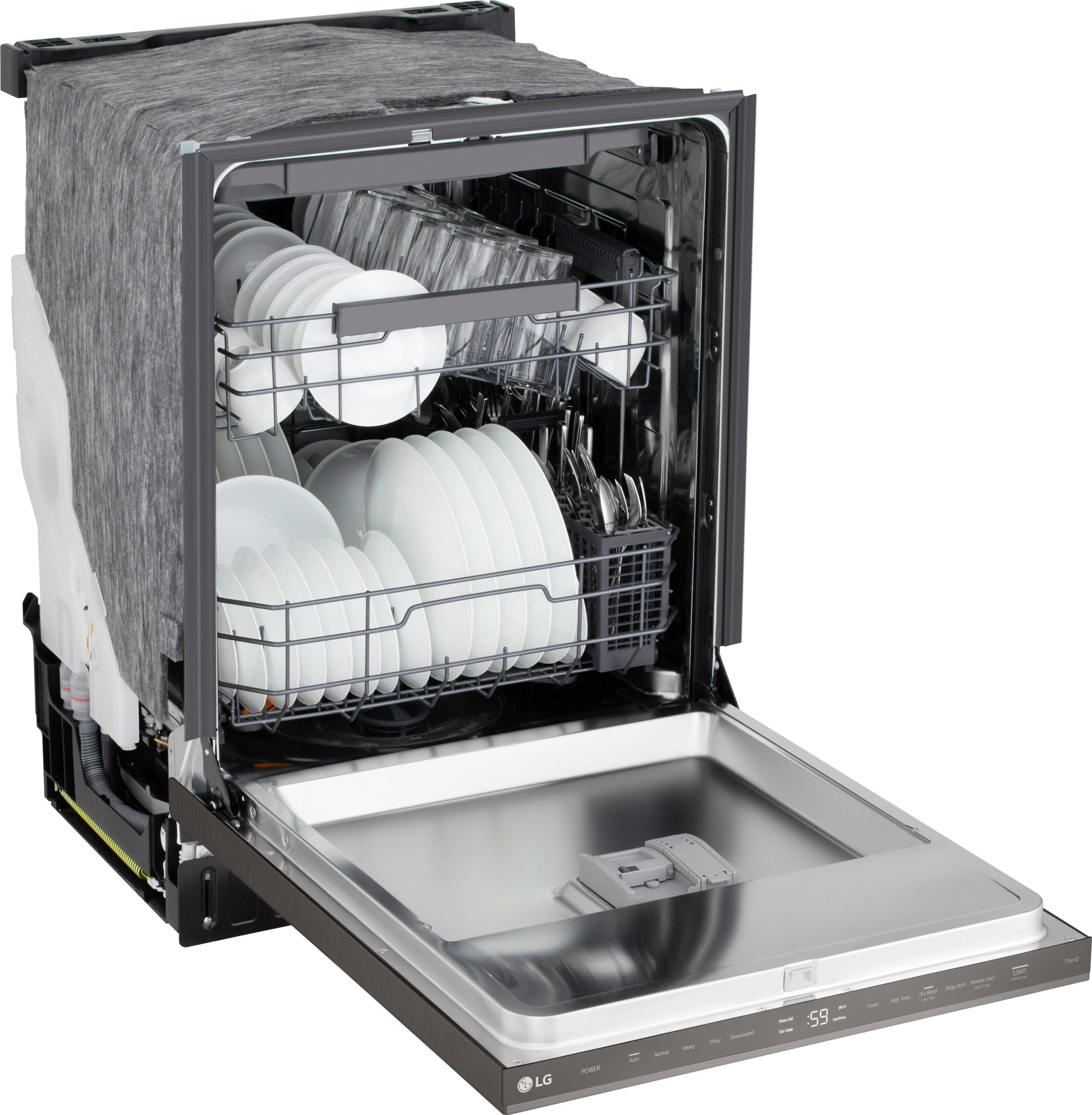 Alt View 12. LG - FlushFit 24" Top Control Smart Built-In Stainless Steel Tub Dishwasher with 3rd Rack, 1-Hour Wash & Dry Cycle and 46dBA - Black Stainless Steel.