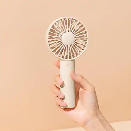 Front. FINEAK - 3-Speed 4500mAh Portable USB Rechargeable Handheld Fan - Beige.