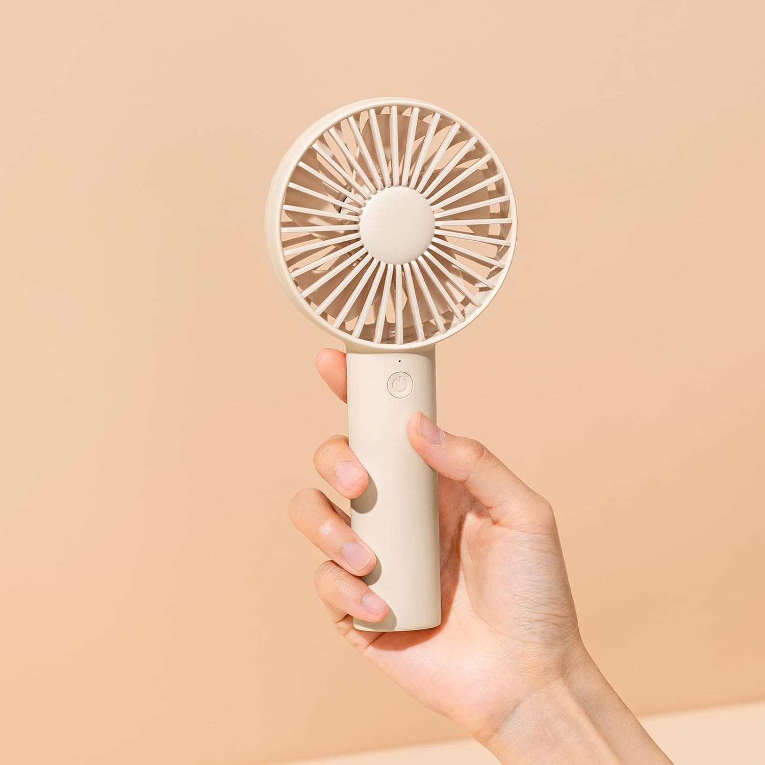 Front. FINEAK - 3-Speed 4500mAh Portable USB Rechargeable Handheld Fan - Beige.