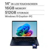 HP - OmniBook X Flip 2-in-1 - Copilot+ PC - 14" 2K Touch-Screen Laptop - Intel Core Ultra 5 226V - 16GB Memory - 512GB SSD - Atmospheric Blue - Front_Zoom