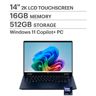 HP - OmniBook X Flip 2-in-1 - Copilot+ PC - 14" 2K Touch-Screen Laptop - Intel Core Ultra 5 226V - 16GB Memory - 512GB SSD - Atmospheric Blue