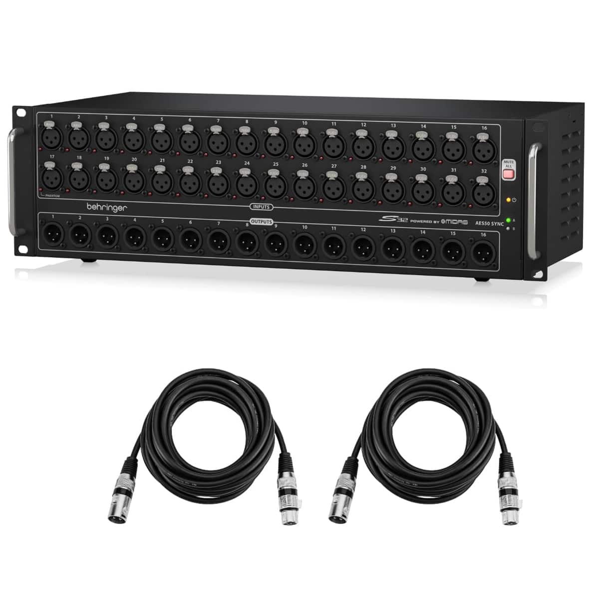 Behringer - S32 I/O Box w/32x Remote-Controllable Midas Preamp, 3x XLR Cables