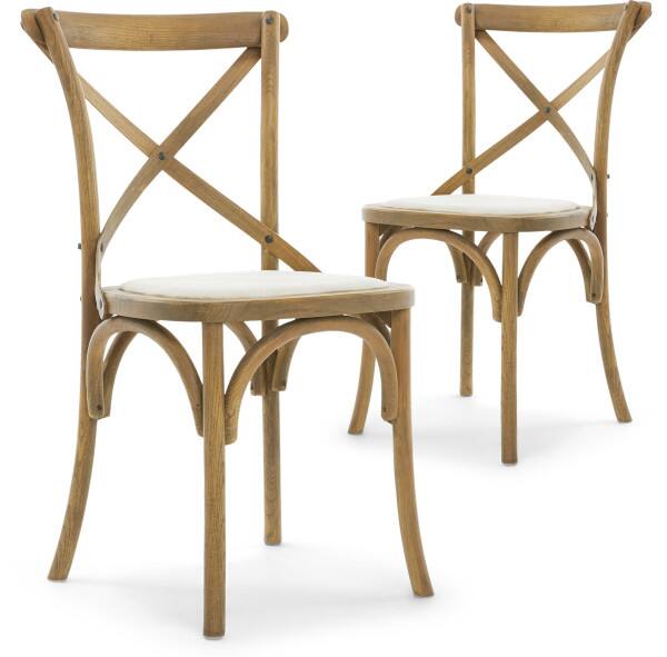 Alt View 9. Finch - Finch Elmhurst Cross Back Dining Chair, Set of 2, Cream - Cream.