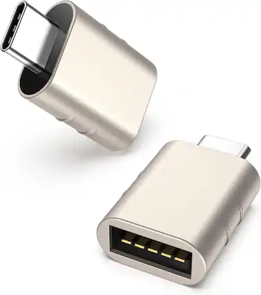 Front. Syntech - USB C to USB Adapter Pack of 2 USB C Male to USB 3.0 Female Adapter Compatible with Type C Devices, Starlight - Yellow.