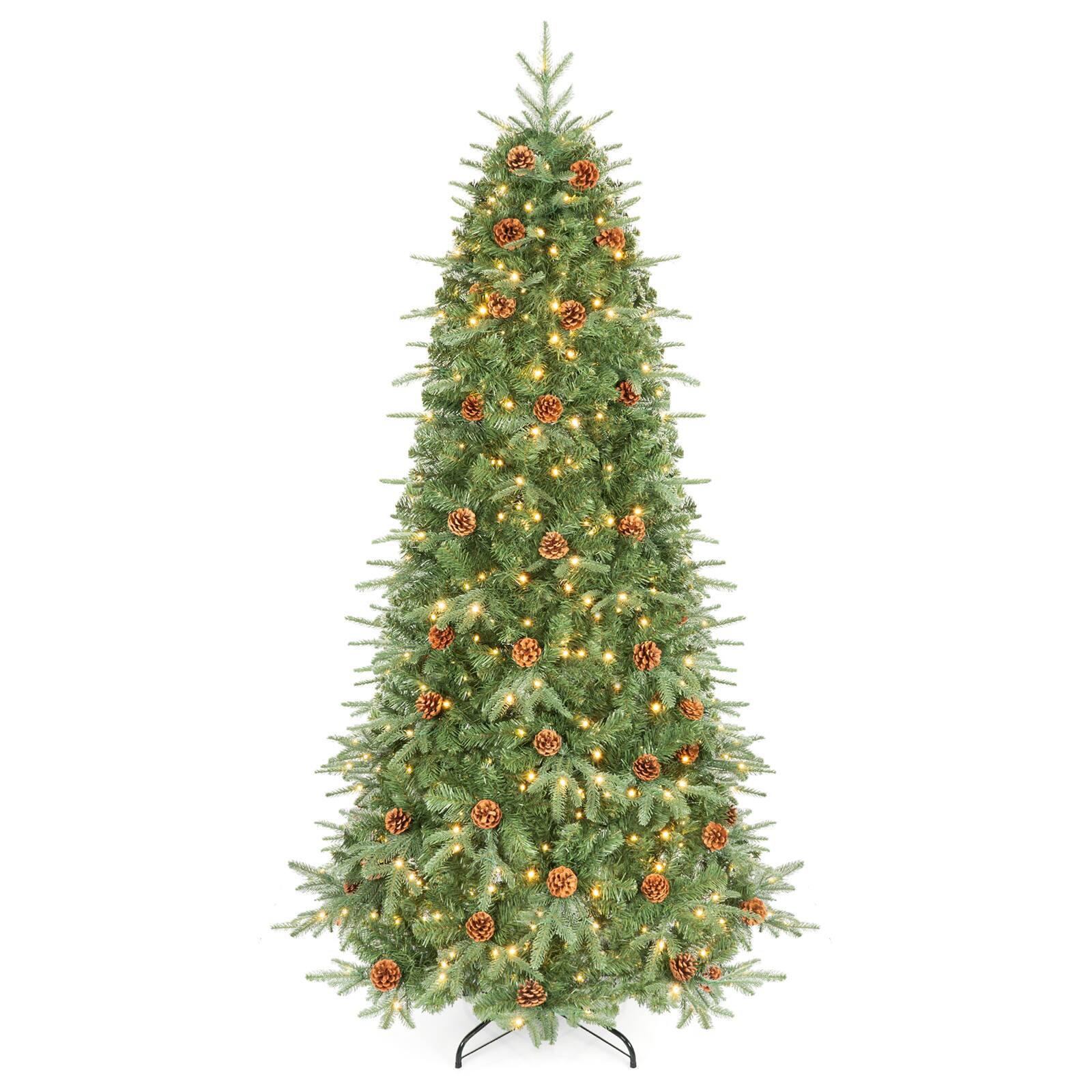 Alt View 1. Costway - Costway 6 FT Artificial Christmas Tree, Hinged Pre-lit Xmas Tree with 707 Full Branch Tips - Green.