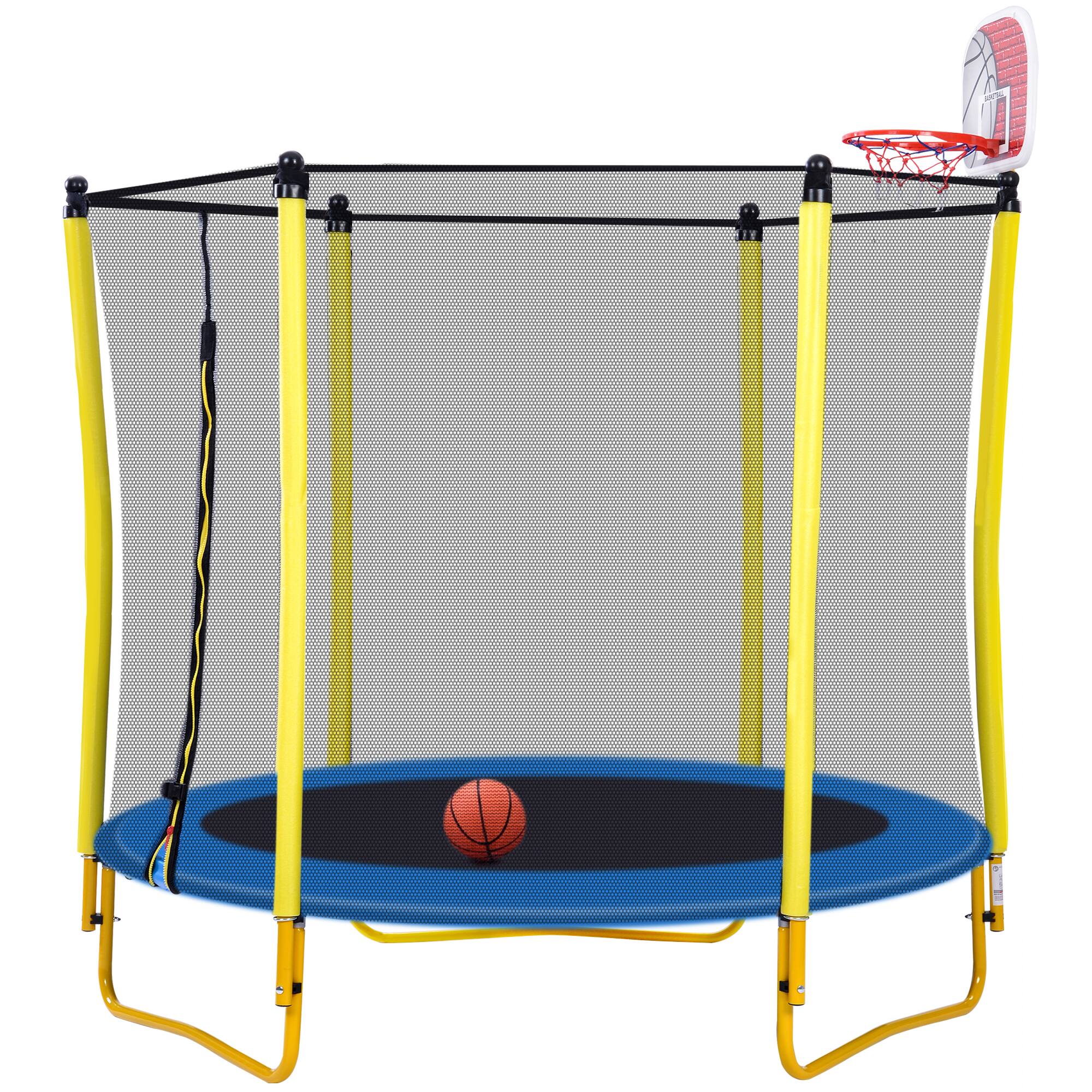 Alt View 6. LOVMOR - Lovmor 5.5 FT Trampoline with Basketball Hoop and Safety Enclosure Recreational Trampoline for Kids.