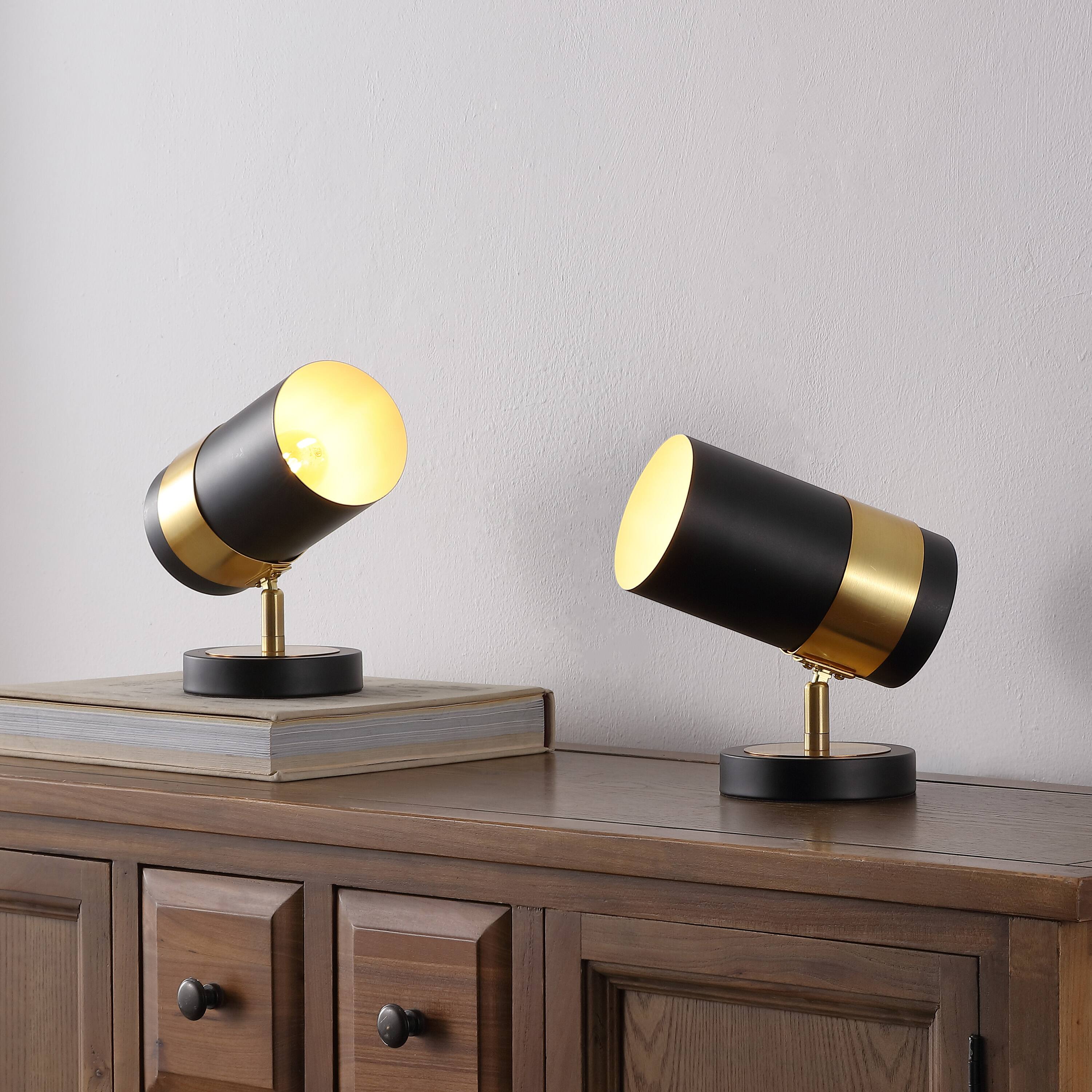 Alt View 7. Jonathan Y - Astra 9.25" Modern Industrial Adjustable Metal LED Floor Uplight Spotlight, Black/Brass Gold (Set of 2) - Black/Brass Gold.