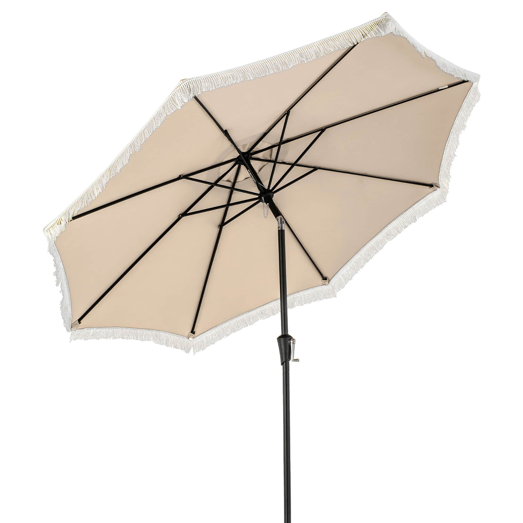 Gymax - 9 FT Patio Umbrella 2-Tier Market Table Umbrella w/ Crank Handle Push Button Tilt - Beige price history on PriceWatchPro
