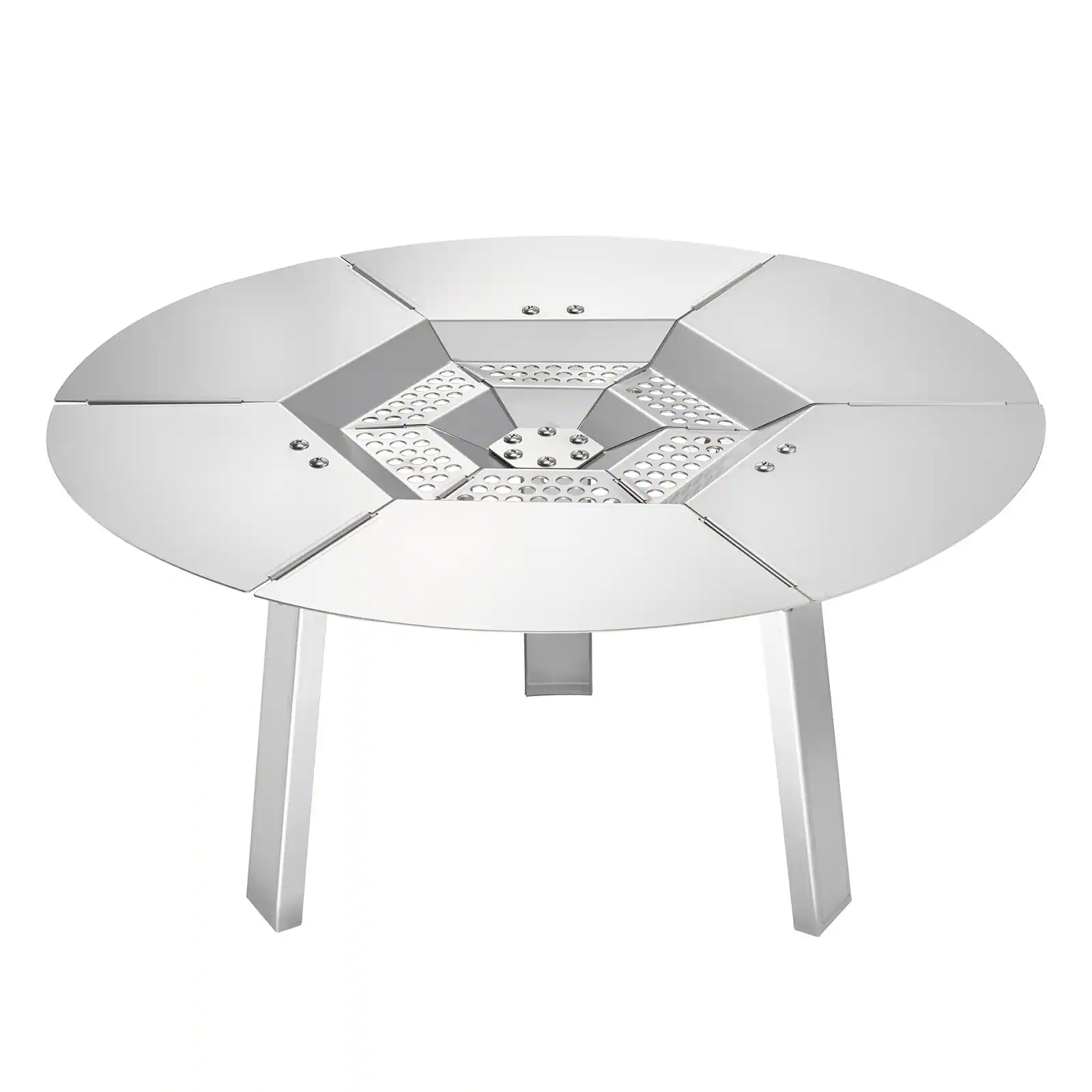 Front. Glintex - Fire Pit Heat Deflector 20-Inch Round Stainless Steel Heat Diffuser for Wood Burning Fire Pit, Detachable Cover.