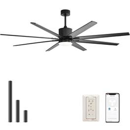 Sofucor - Large Smart Ceiling Fan w/ Lights & Remote APP Alexa Control Indoor Outdoor 76'' Low Profile Ceiling Fan for Farmhouse - Black