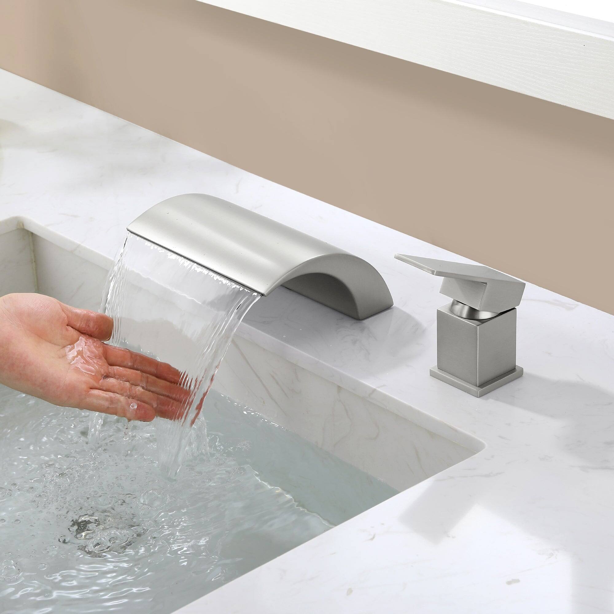 Alt View 3. Boyel Living - Brushed Faucet SUS304 18cm Waterfall Spout cUPC Cartridge Single Handle - Brushed Nickel.