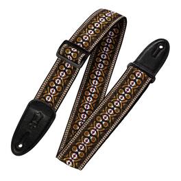 Levy's Leathers - 60s Hootenanny Jacquard Weave Guitar Strap, Print Series - 2 inch. Wide - Brown, Black & Yellow