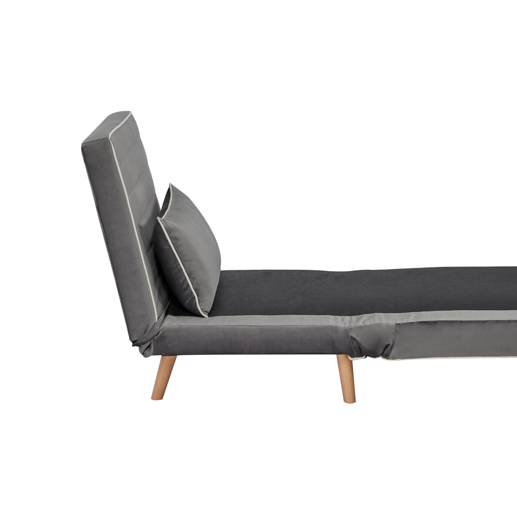 Alt View 6. GOODSILO - Modern Velvet Foldable Sleeper Chair with Adjustable Backrest - Converts to Bed in Seconds - Grey.