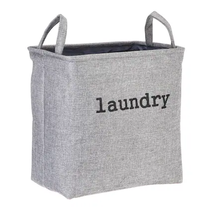 Front. Unique Bargains - Laundry Hamper Collapsible with Handles, 11.8x8.6x12.6 Inch Foldable Storage for Clothes, Blankets, Bedroom, Bathroom - Gray.