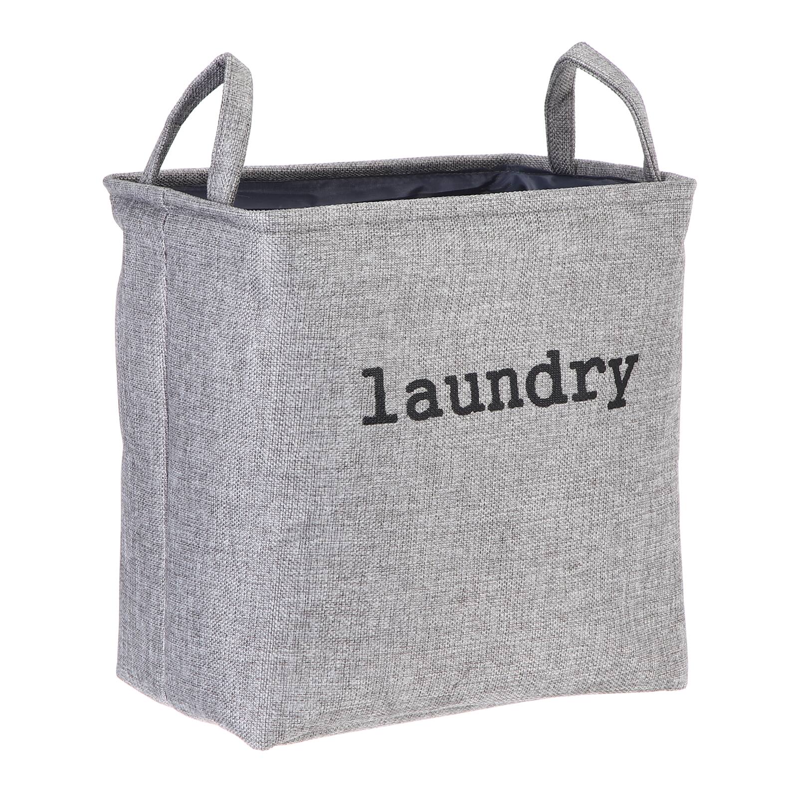 Front. Unique Bargains - Laundry Hamper Collapsible with Handles, 11.8x8.6x12.6 Inch Foldable Storage for Clothes, Blankets, Bedroom, Bathroom - Gray.