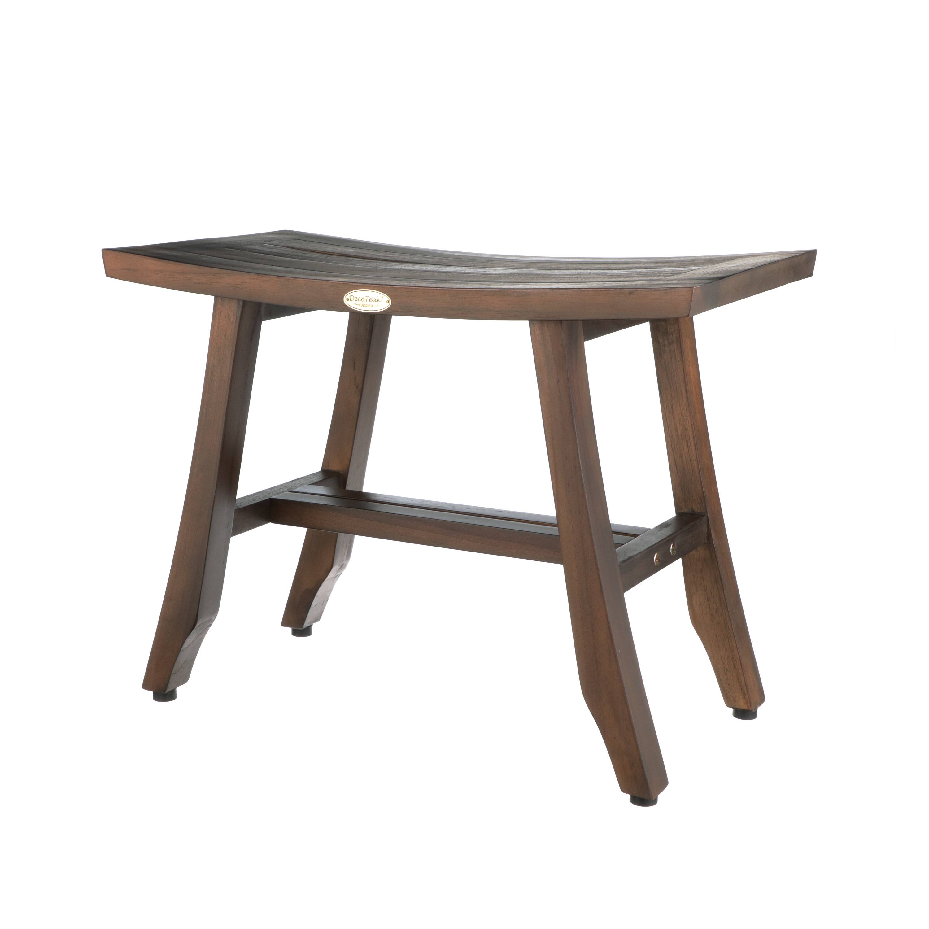 Angle. DecoTeak - DecoTeak® Satori® 24" Teak Wood Shower Bench in Woodland Brown Finish - Woodland Brown.