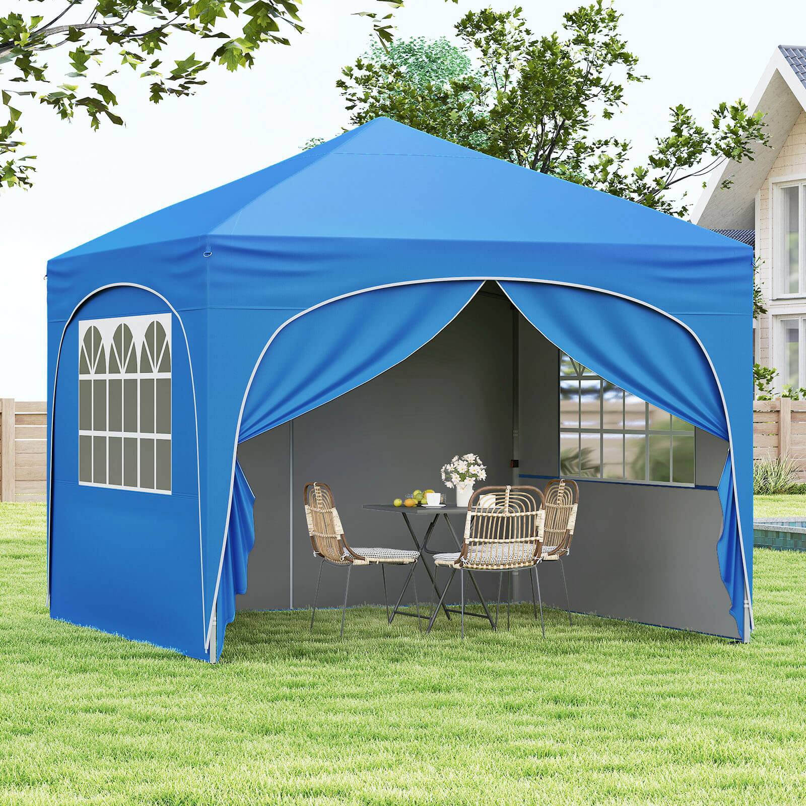 Alt View 1. Costway - Costway 10 X 10 FT Pop up Canopy Tent Outdoor Easy Setup Sunshade with Wheeled Bag - Blue.