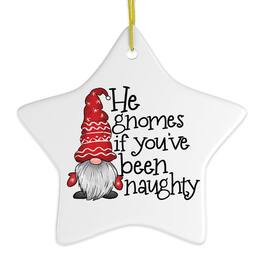 OrnamentallyYou - He Gnomes if Youve Been Naughty Funny Christmas Ornament - Multi-colored
