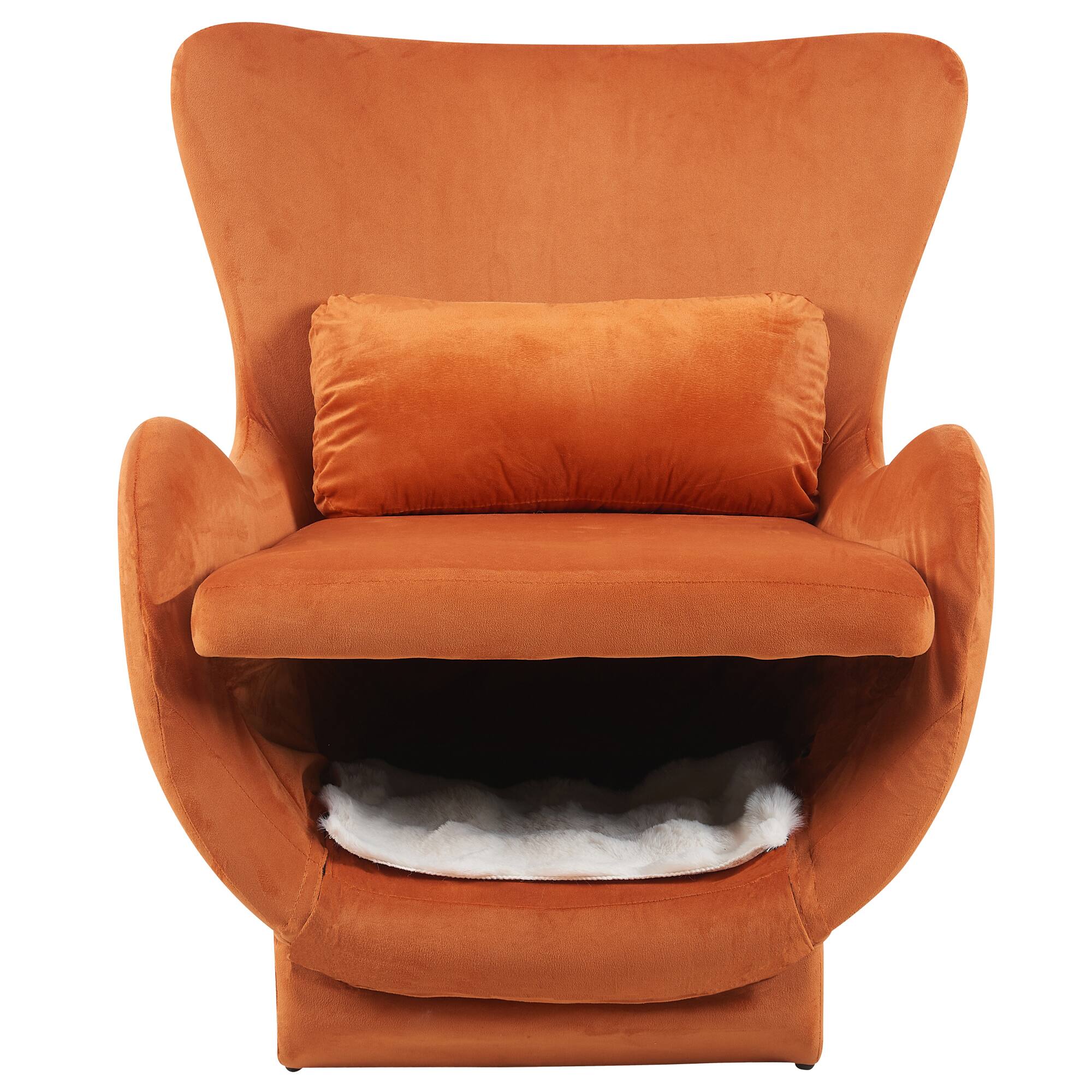 Alt View 7. Bestier - 2 in 1 Pet Friendly Modern Velvet Lounge Chair Upholstered Accent Chair for Living Room or Office - Orange.
