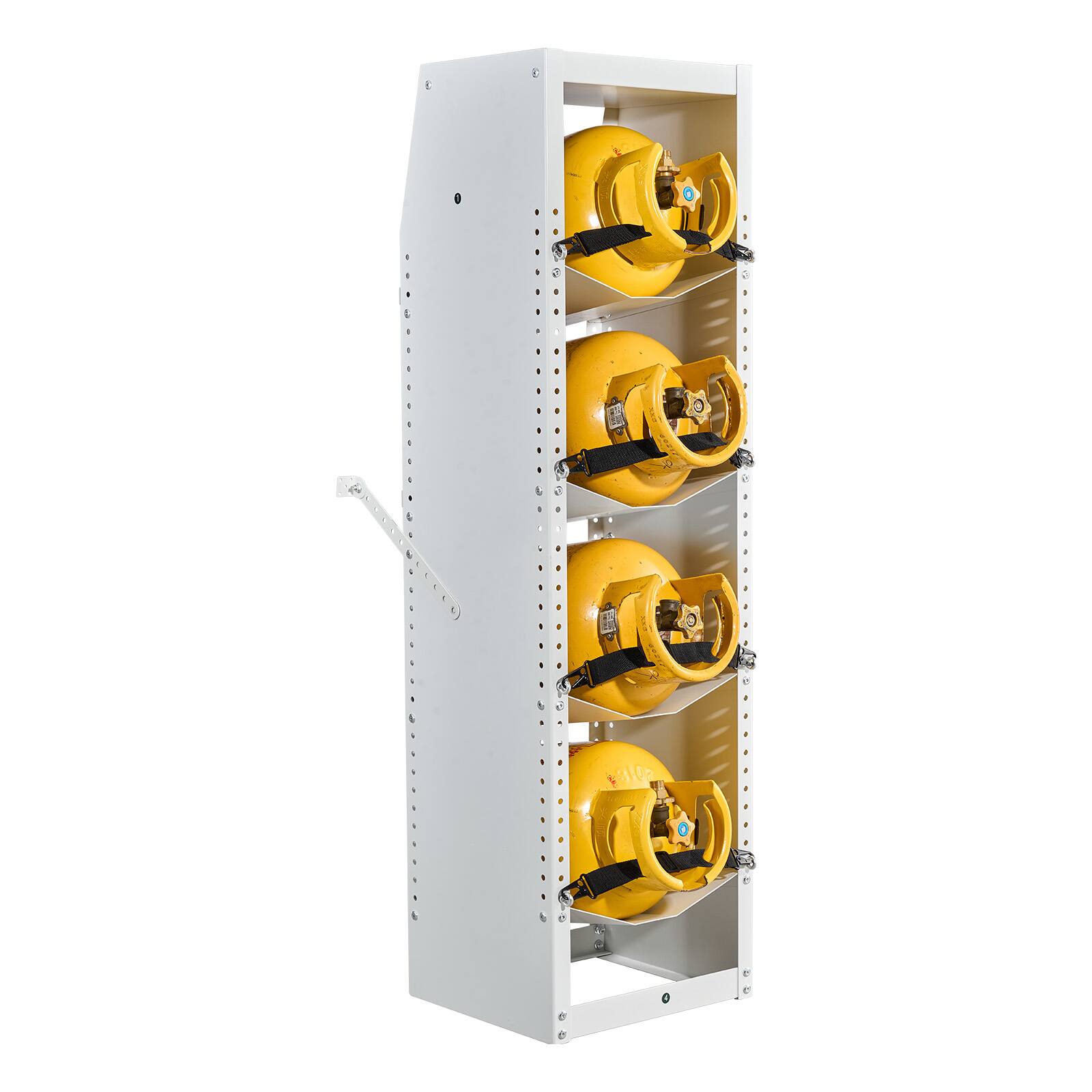 Alt View 5. VEVOR - Refrigerant Tank Rack, 14.8 x 13 x 52 inches, 4 Tiers for 4 Cylinder, with Top Storage Shelf, White Powder-Coated - White.