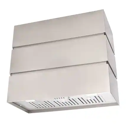 Front. Akicon - Akicon Stainless Steel 3 Stacks Modern Box Kitchen Hood with Vent Motor, Wall Mount, in Brushed Stainless Steel - Stainless steel.