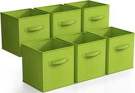 Sorbus - Foldable Storage Cubes - 6 Fabric Baskets for Organizing Pantry, Closet, Shelf, Nursery, Playroom, Toy Box, Cubby - Green