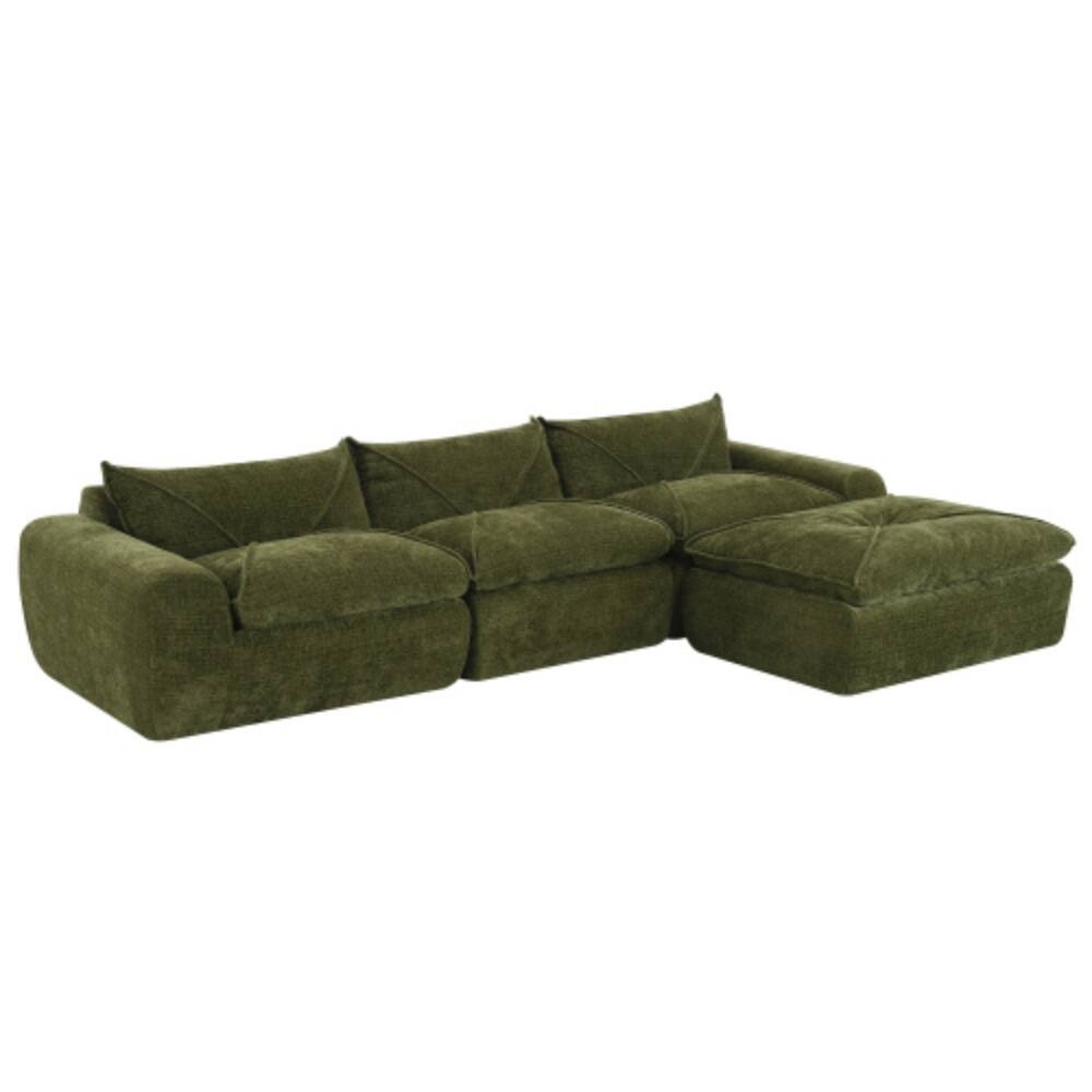 Alt View 4. LUCKY ONE - 116" Fully Compressed Legless Sofa No Assembly High Density Foam Free Combination - Green.