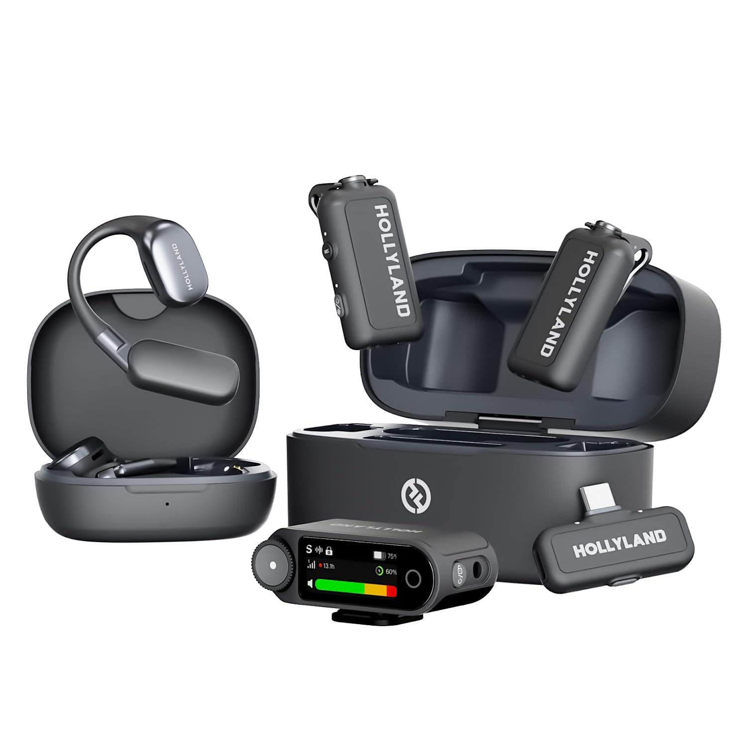 HOLLYLAND ワイヤレスイヤフォン ブラック HOLLYLAND Lark MAX 2 Wireless Mic 2TX 2RX AI Noise Cancel Timecode