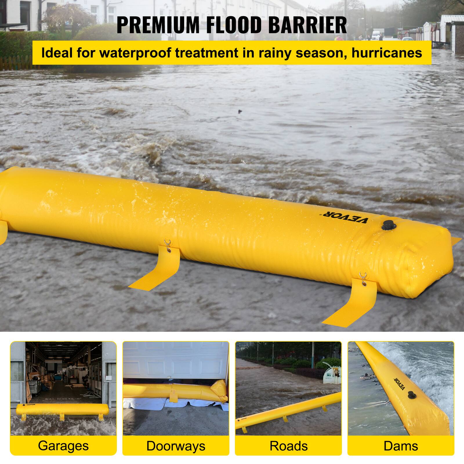 PREMIUM FLOOD BARRIER  
Ideal for waterproof treatment in rainy season, hurricanes  

- Garages  
- Doorways  
- Roads  
- Dams