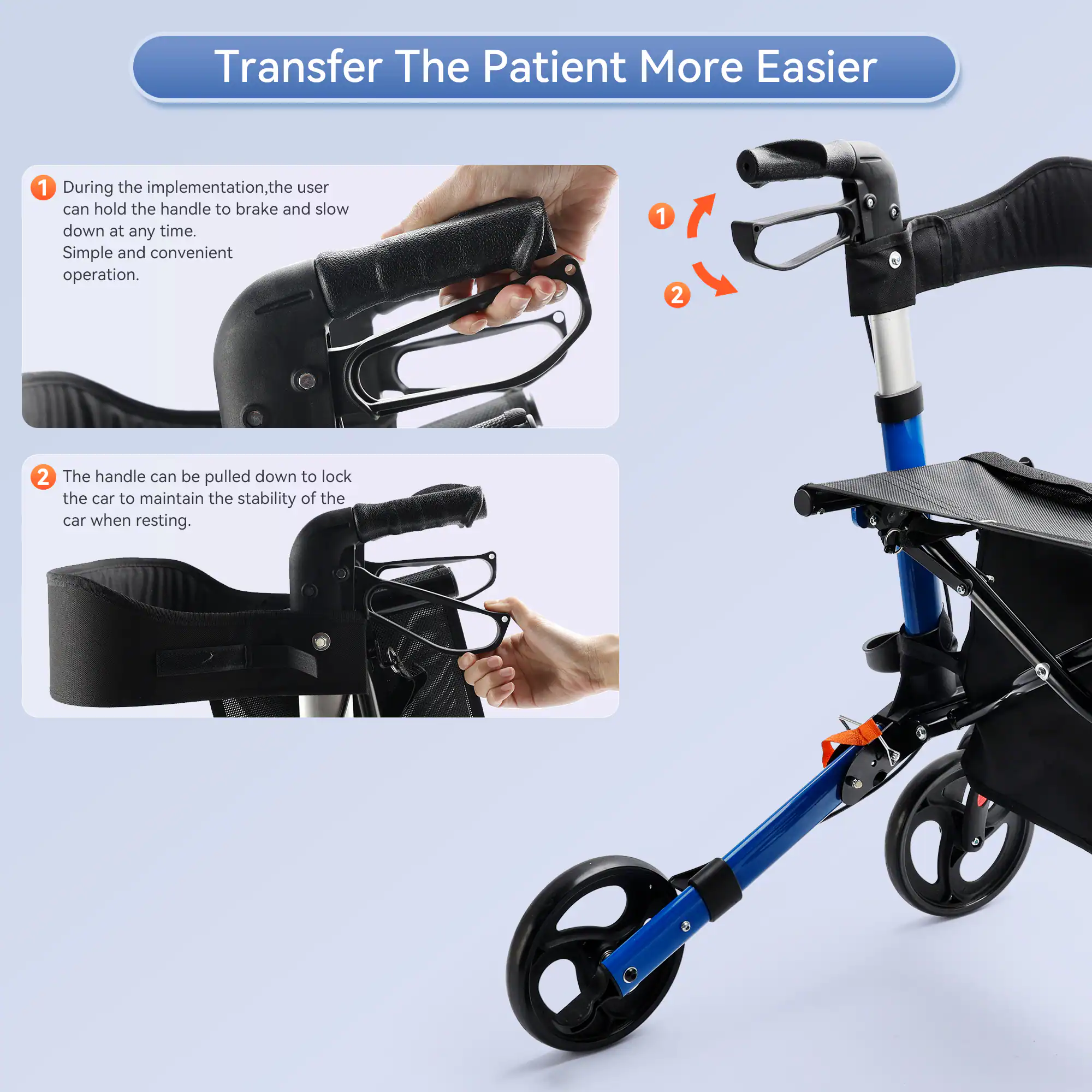 Alt View 2. Topteng - ​​8" Wheel Foldable Rollator Walker with Adjustable Seat & Height - All-Terrain Tires, 300lb Capacity, fit for Seniors​ - Black.