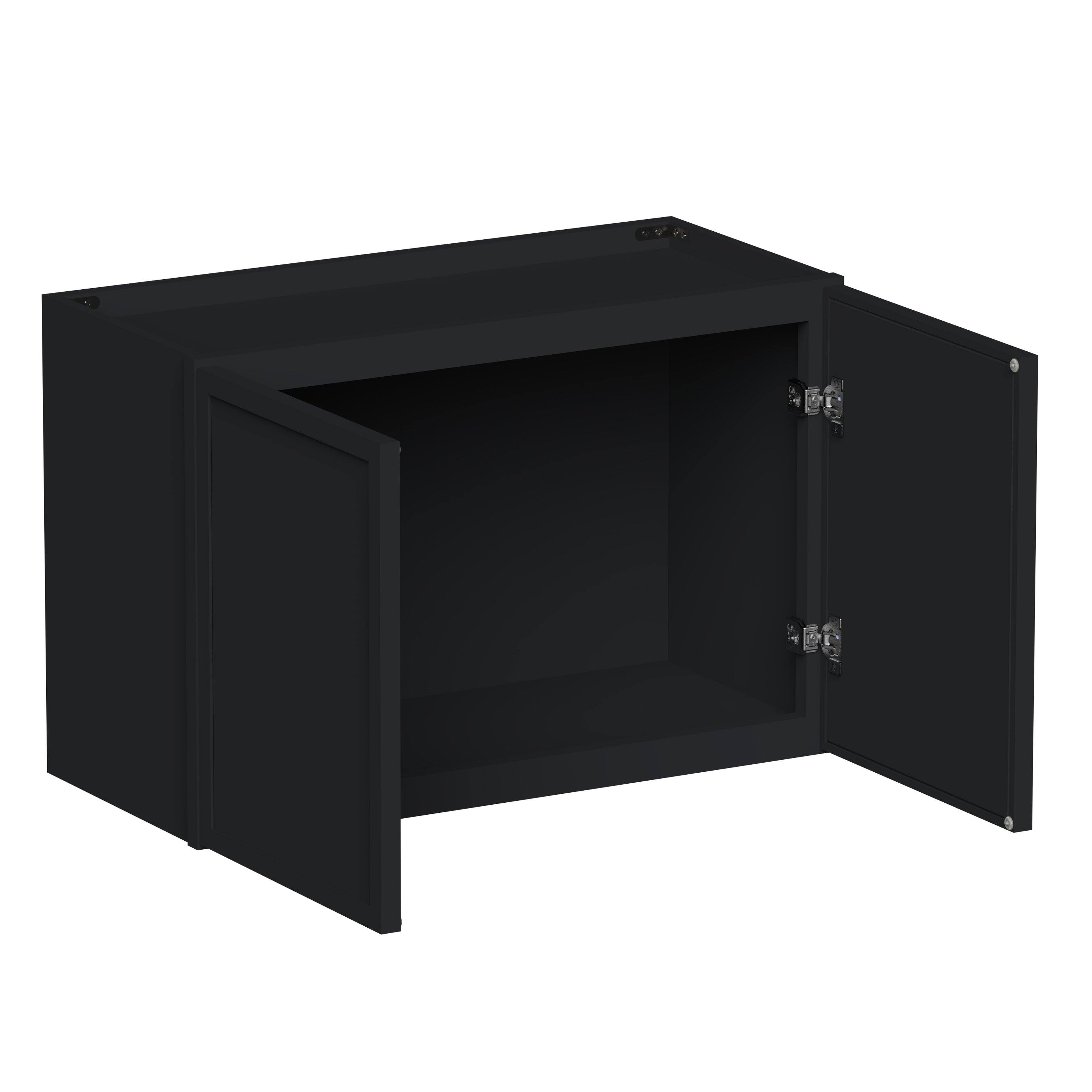 Angle. Boyel Living - 27-in W x 18-in H x 12-in D Shaker RTA Kitchen Wall Cabinet with Soft-Close - Black.