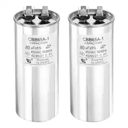 Unique Bargains - 2pcs CBB65 Capacitor 80uF 450V Run Round for AC Motor Start HVAC Compressor Generator Air Condenser - Silver