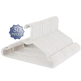 Elama - Home 50 Piece Plastic Hanger Set with Notched Shoulders - White