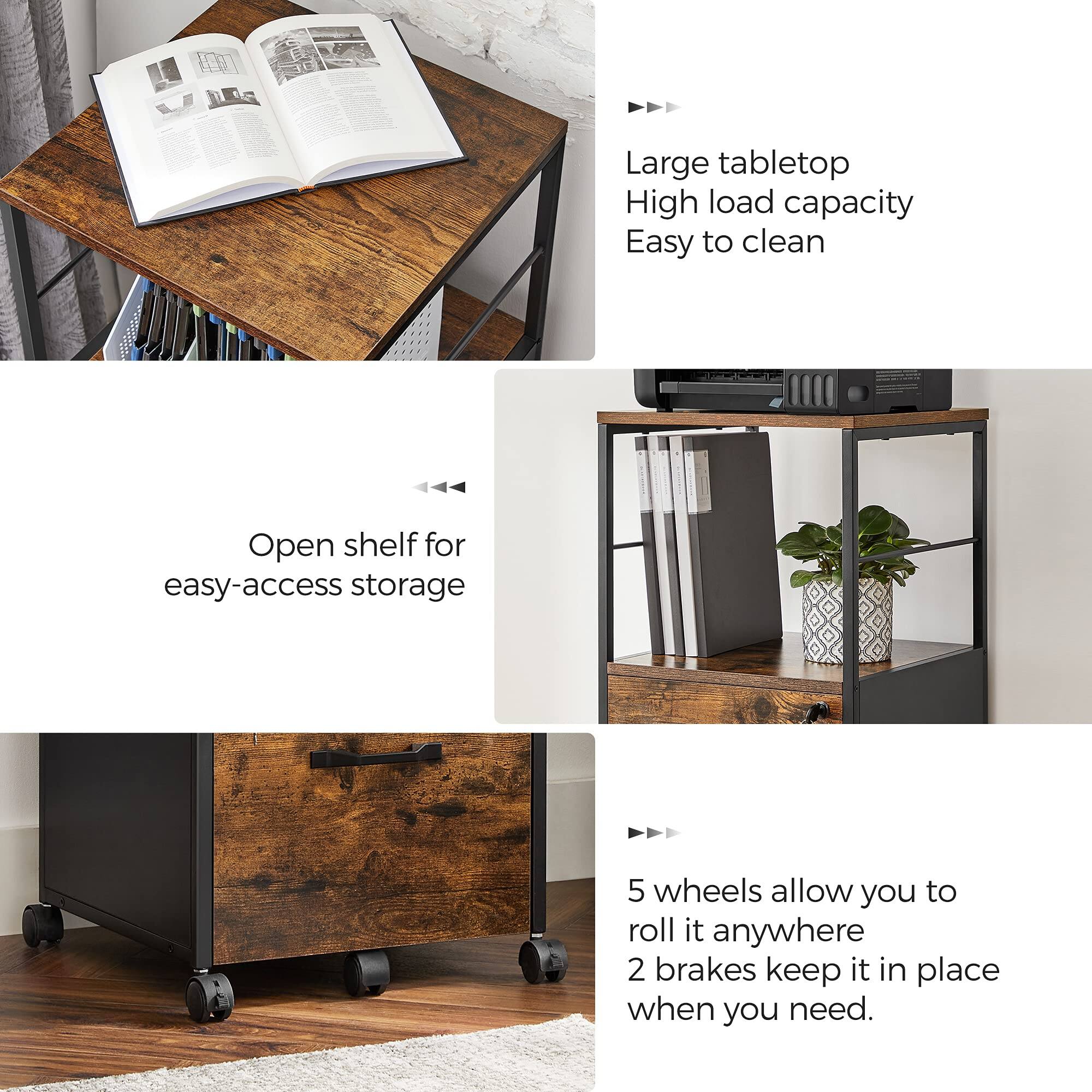 - Large tabletop
- High load capacity
- Easy to clean

- Open shelf for easy-access storage

- 5 wheels allow you to roll it anywhere
- 2 brakes keep it in place when you need.