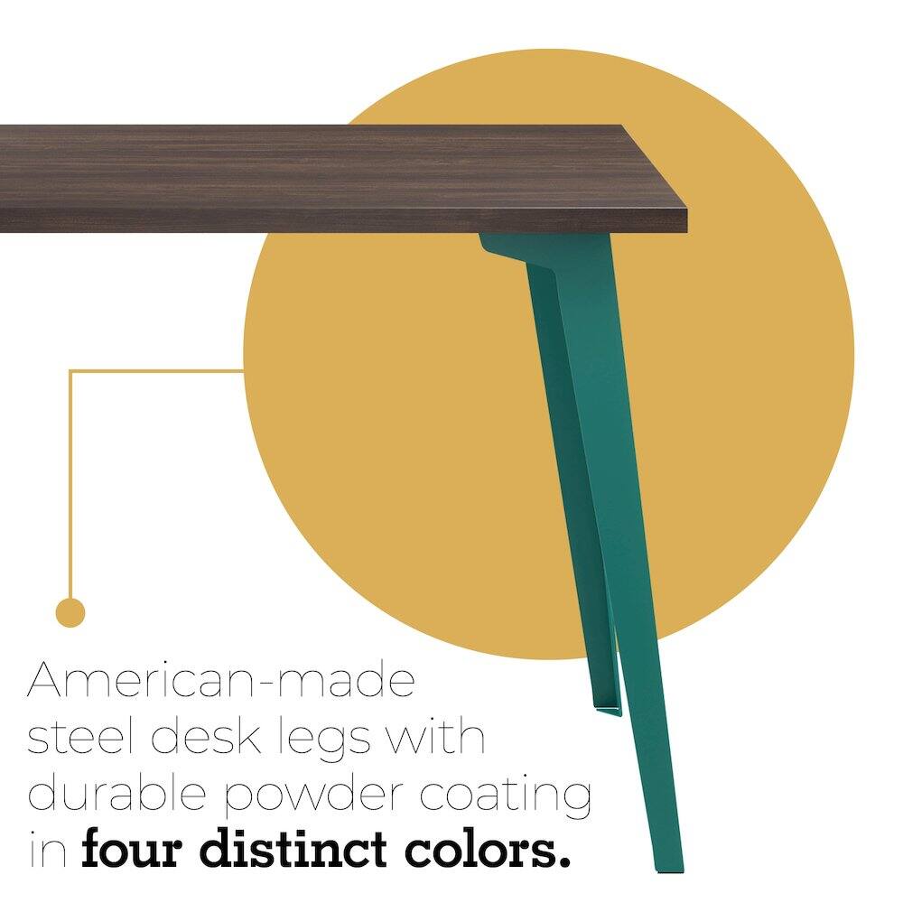 American-made steel desk legs with durable powder coating in four distinct colors.