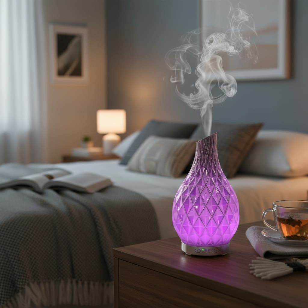 Alt View 3. FINEAK - 120ml Diamond Handmade Art Glass Aromatherapy Diffuser.