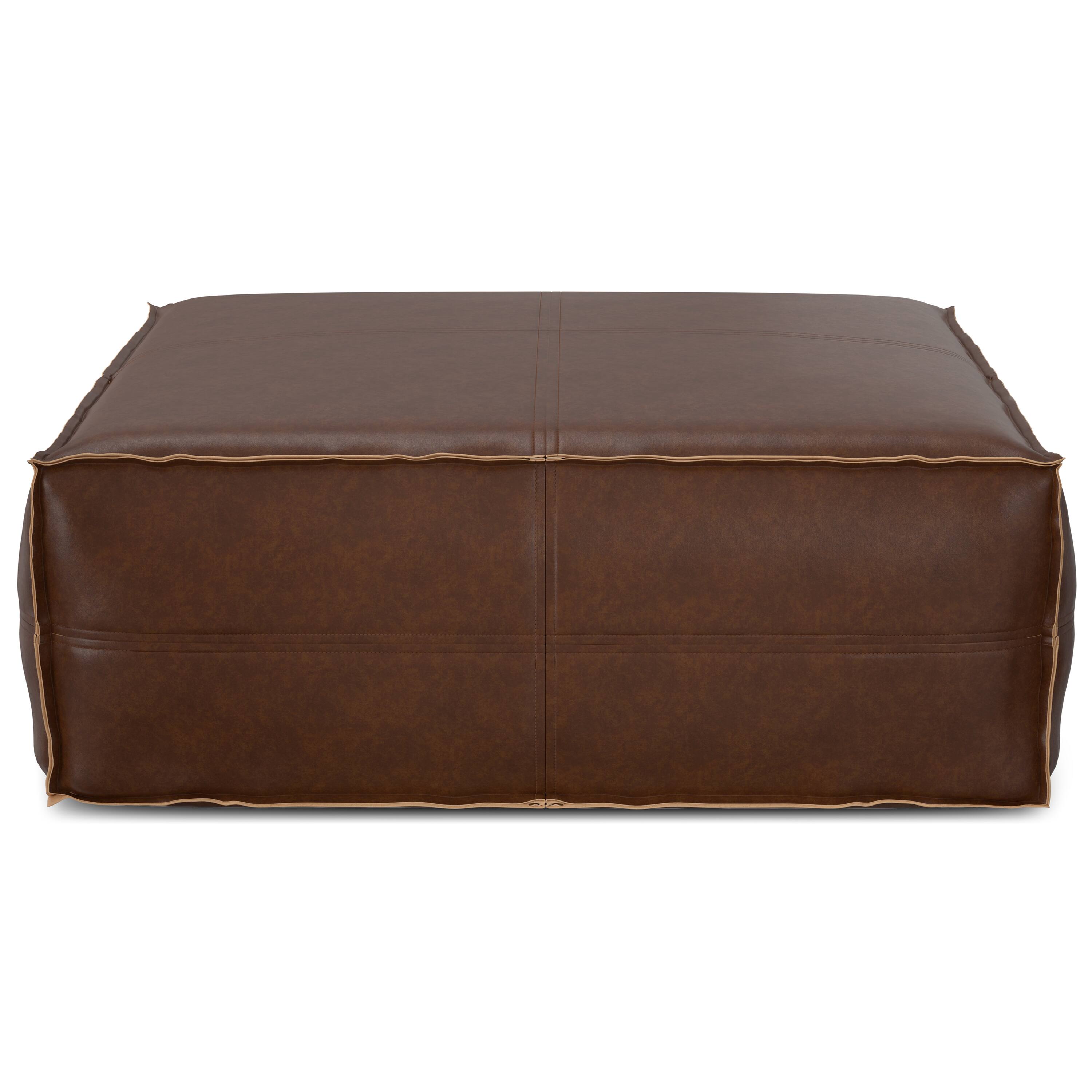 Alt View 11. Simpli Home - Brody Extra Large Coffee Table Pouf - Distressed Dark Brown.