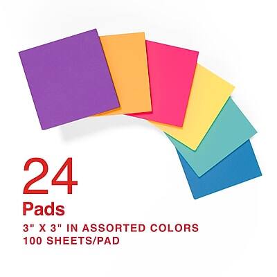 24 Pads  
3" X 3" in Assorted Colors  
100 Sheets/Pad