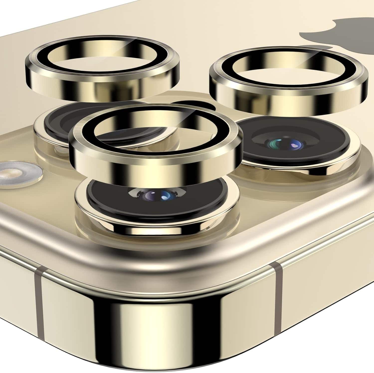 Entronix - Luxury Metal Camera Lens Protector for iPhone 13 Pro/13 Pro Max - Gold