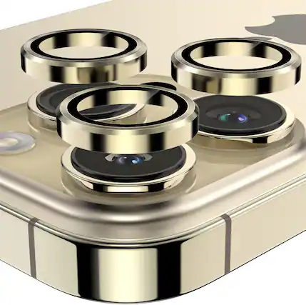 Front. Entronix - Entronix Luxury Metal Camera Lens Protector for iPhone 13 Pro/13 Pro Max - Gold.