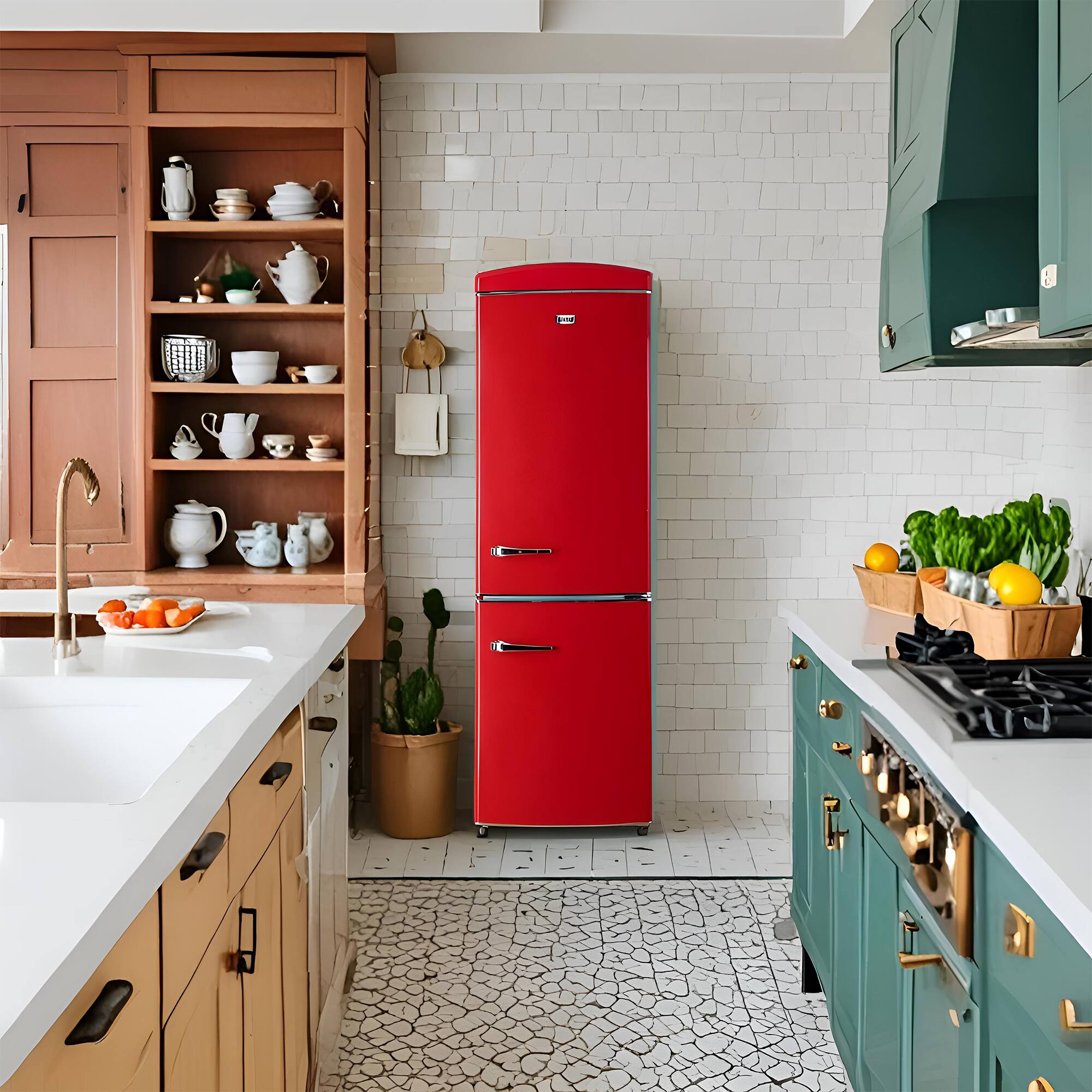 Back. Conserv - Conserv 24in RETRO BOTTOM MOUNT 11cf Refrigerator Fast Freeze 110V - Red.