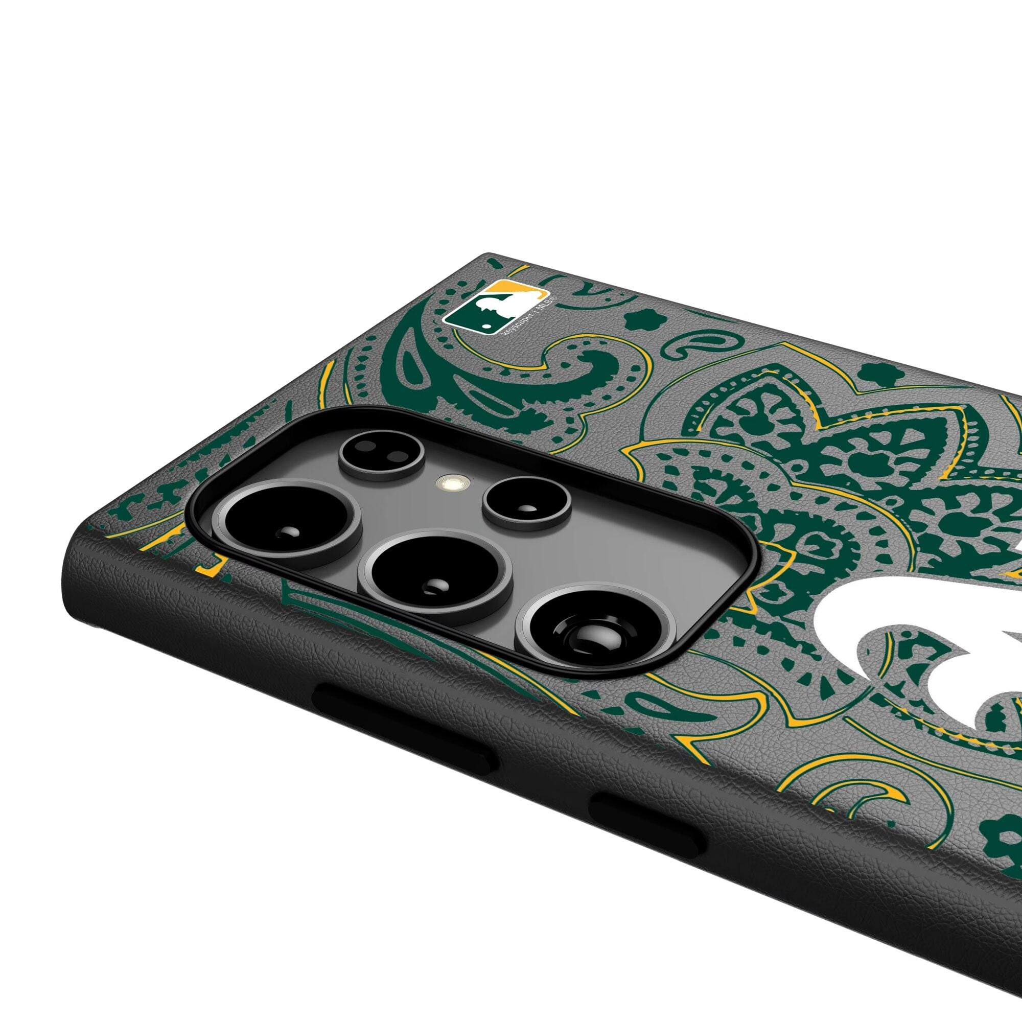 Alt View 3. Keyscaper - Athletics Paisley Galaxy Magnetic Bump Case - S25 Ultra - Black.