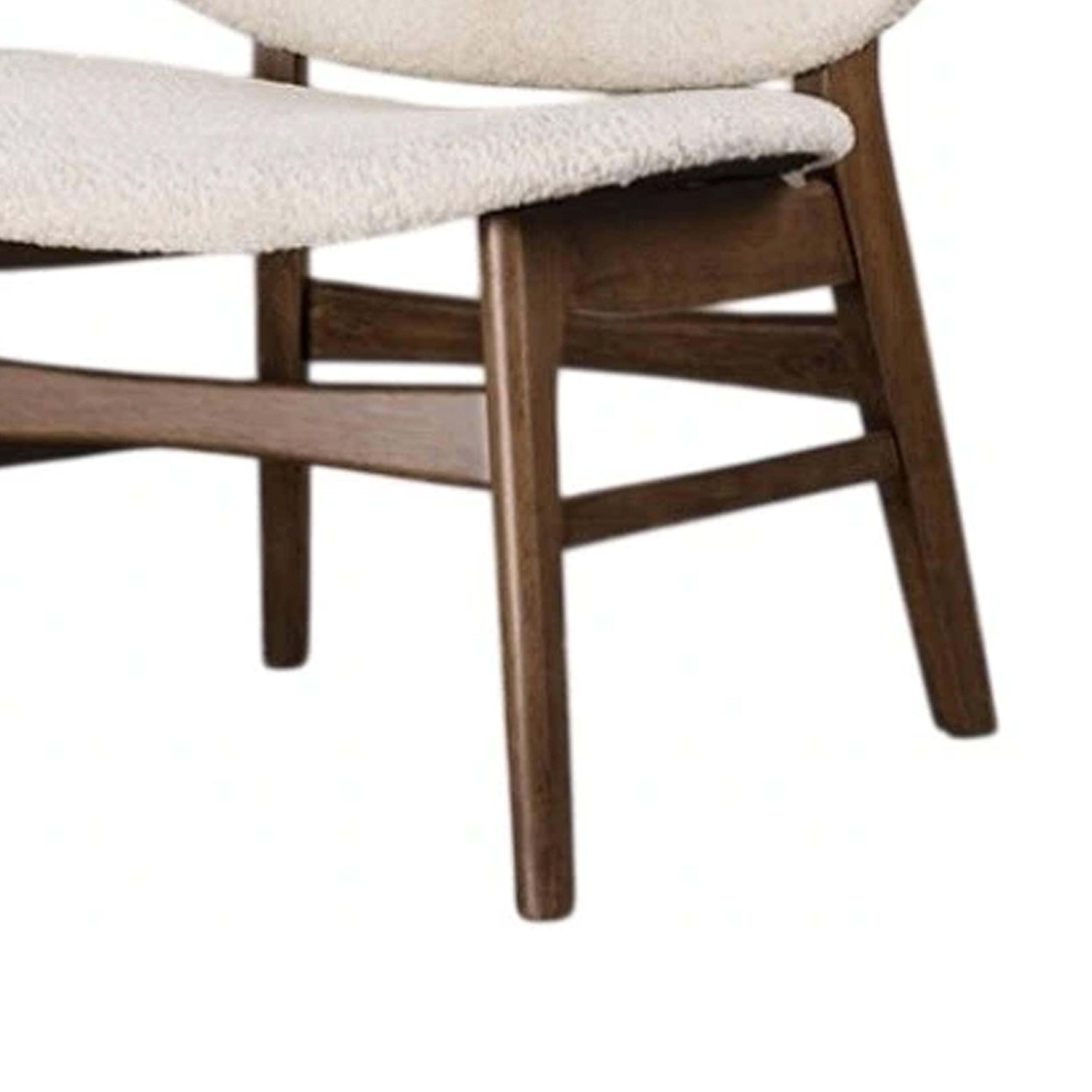Alt View 3. Manhattan Lane - Sepy Accent Chair, Winged Back Beige Boucle Fabric - Walnut Brown, Beige.