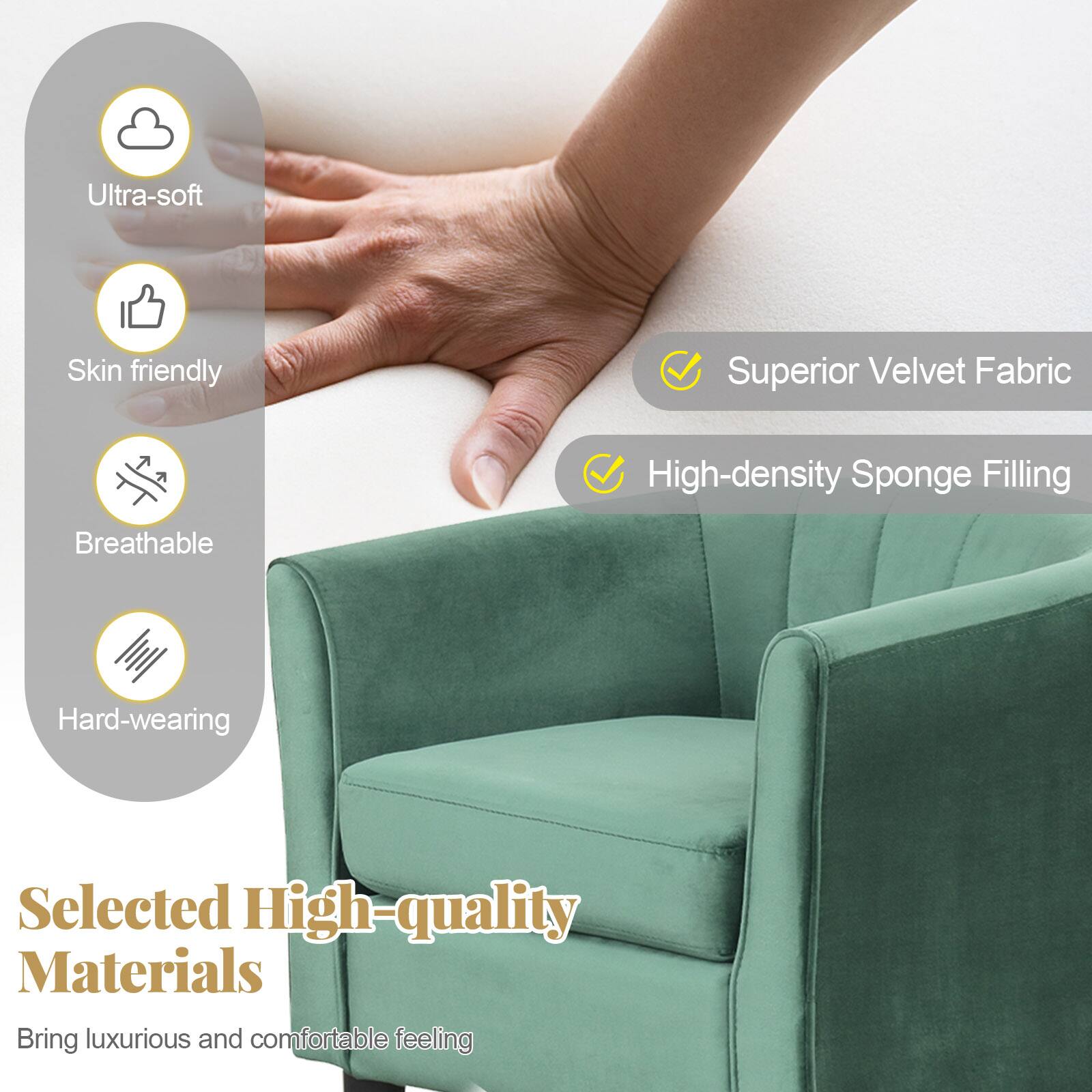 Ultra-soft  
Skin friendly  
Superior Velvet Fabric  
High-density Sponge Filling  
Breathable  
Hard-wearing  
Selected High-quality Materials Bring luxurious and comfortable feeling
