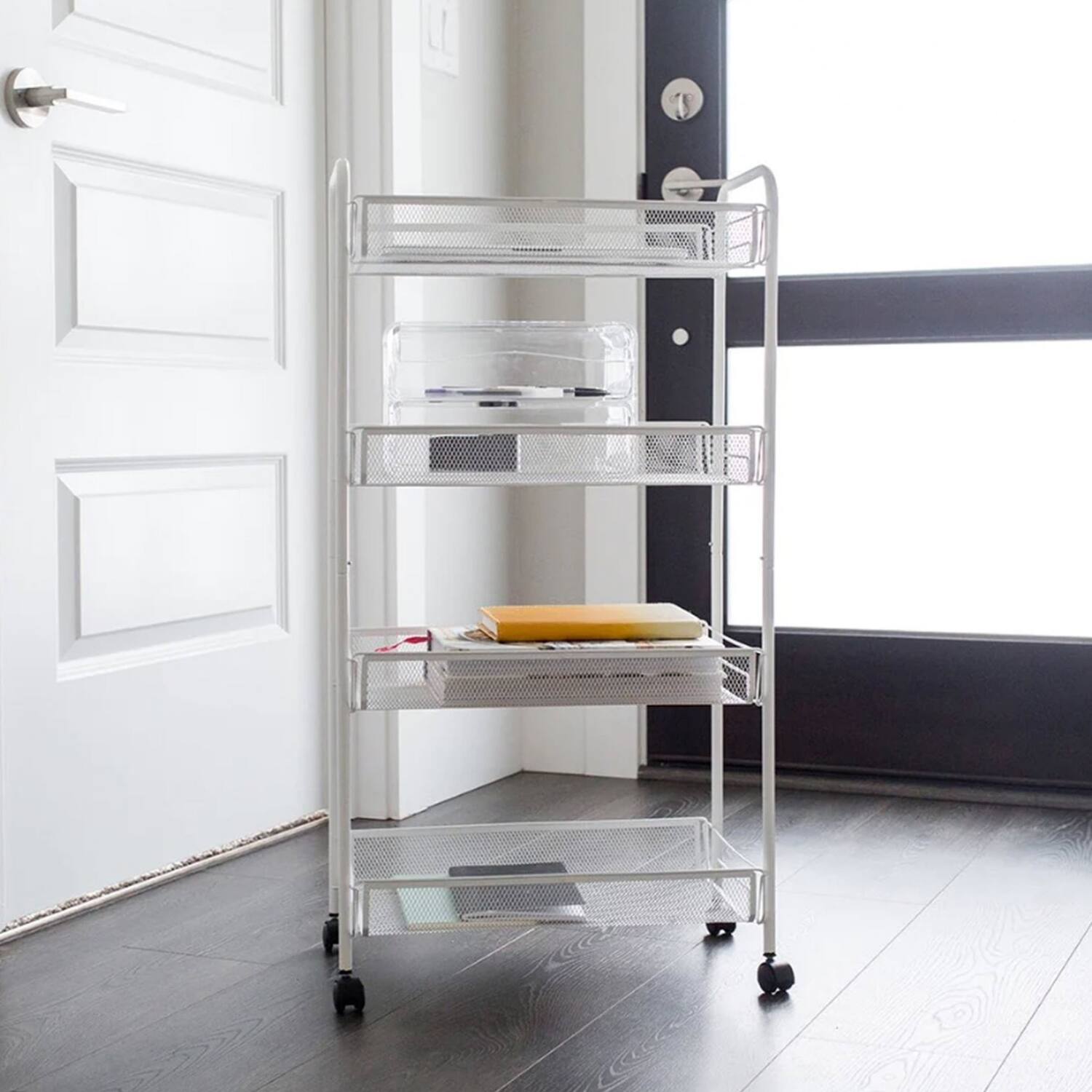 Angle. Better Houseware - Better Houseware 2002 4-shelf Wheeled Metal Trolley, White - white.