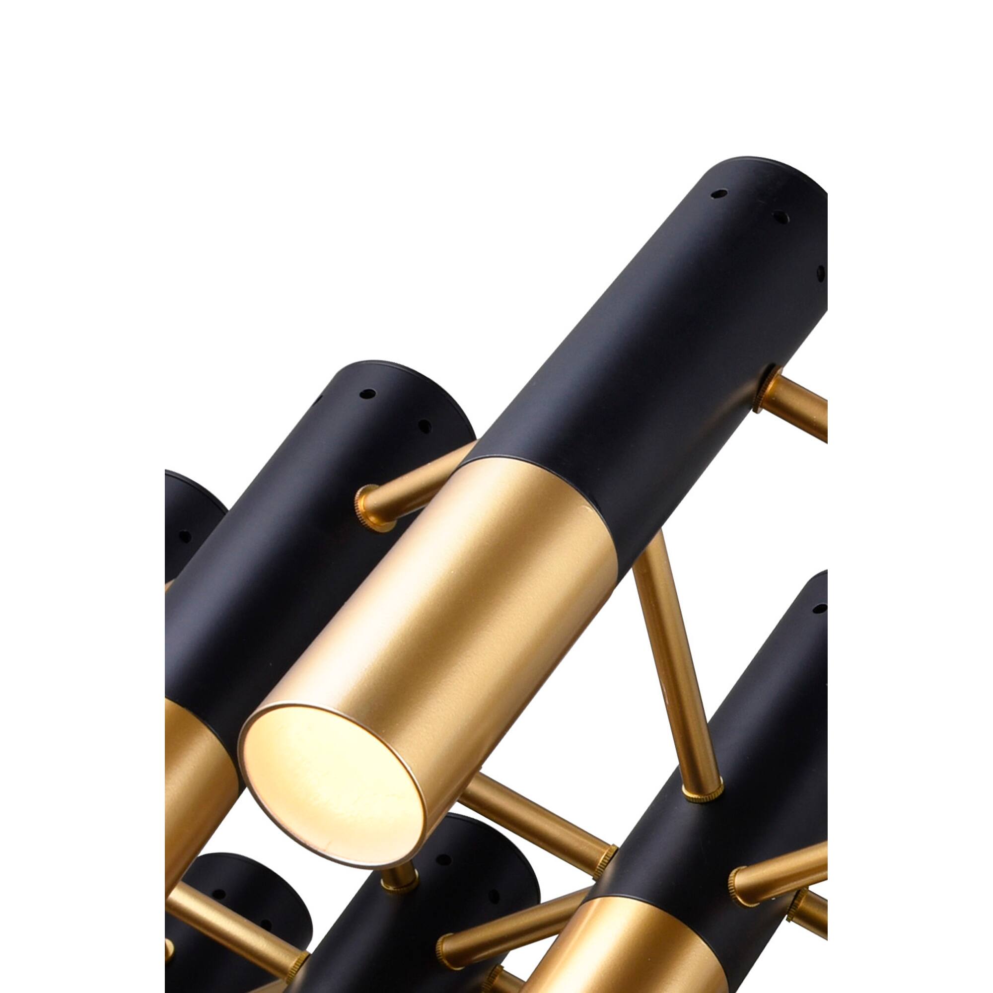 Alt View 1. CWI Lighting - Anem 19 Light Down Chandelier With Matte Black & Satin Gold Finish - Matte Black & Satin Gold.