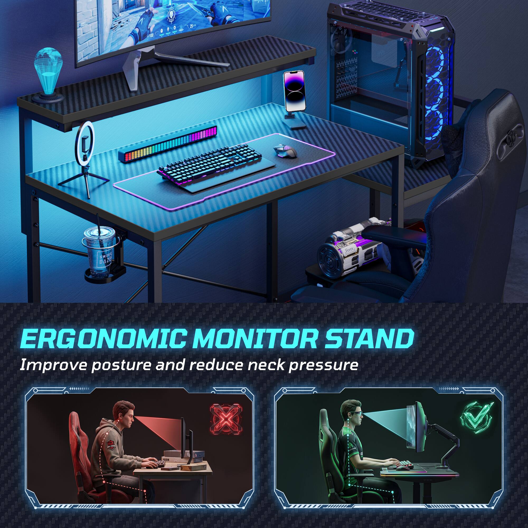 ERGONOMIC MONITOR STAND  
Improve posture and reduce neck pressure
