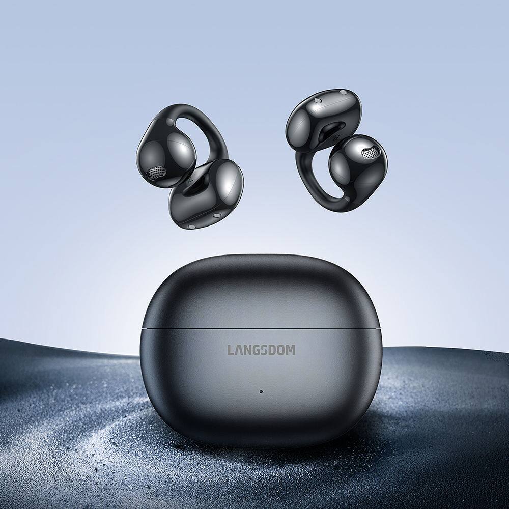 Alt View 8. PRIMEPLUS - TS30 Bluetooth 6.0 Clip-On Earbuds, Open-Ear Wireless Headphones, 32H, IP65 Waterproof - Black.