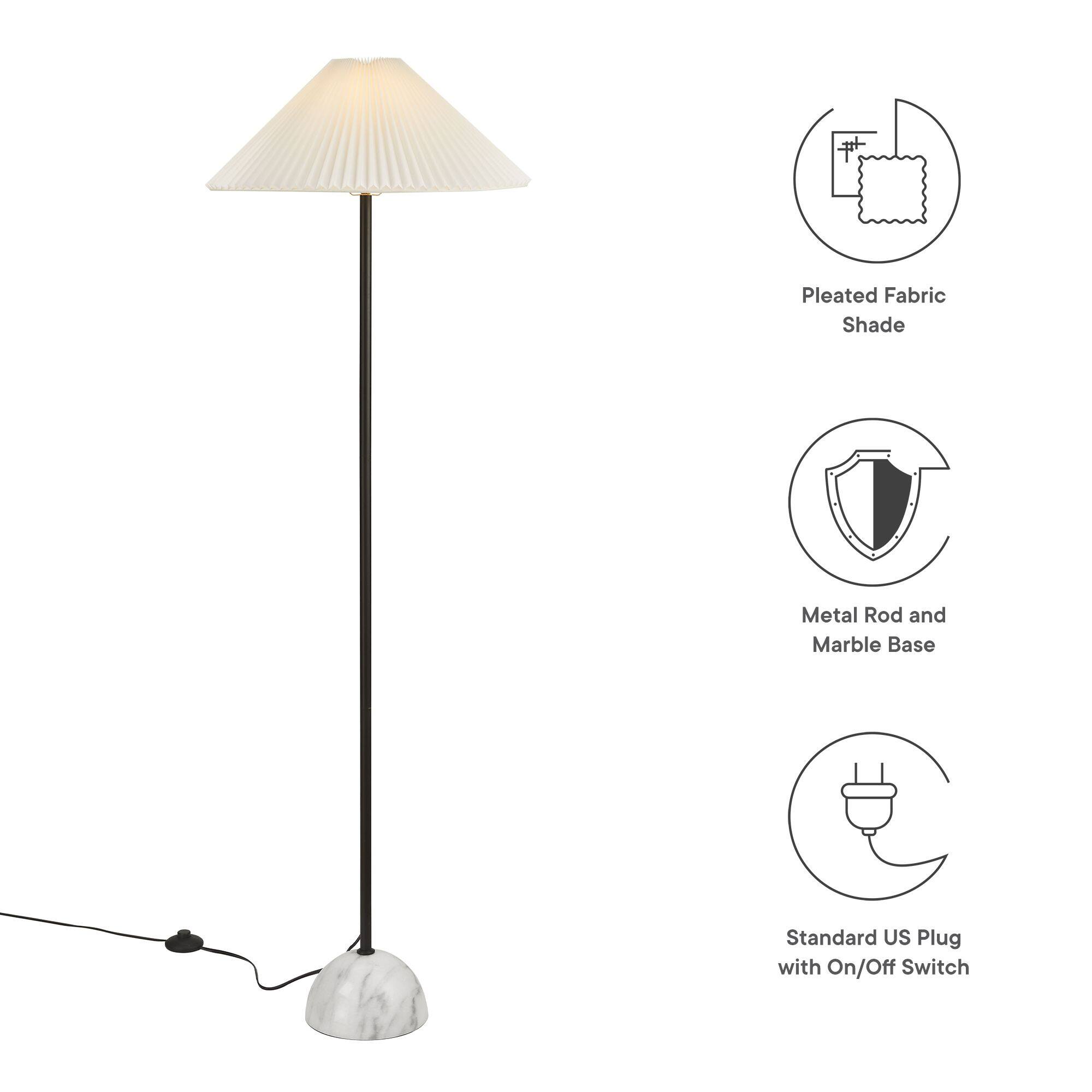 Pleated Fabric Shade  
Metal Rod and Marble Base  
Standard US Plug with On/Off Switch