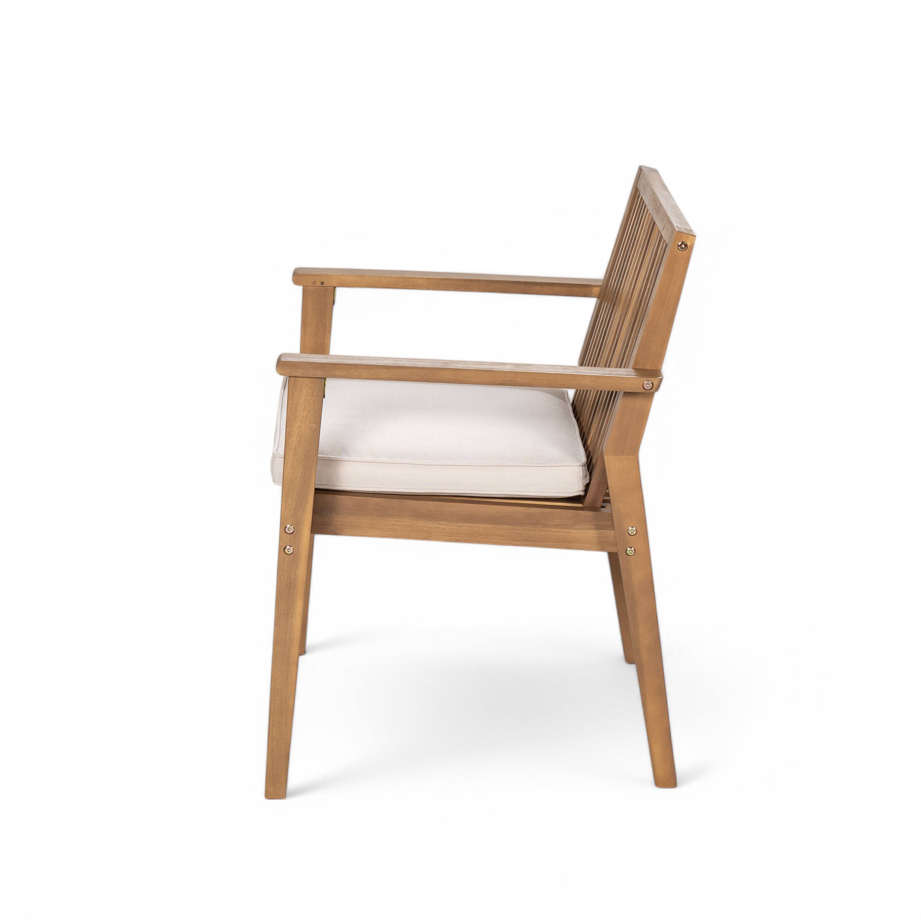 Left. Whisen - Patio Dining Chairs Set of 2, Ergonomic Acacia Wood Outdoor Seating, 400 lbs Capacity - Beige|Brown.